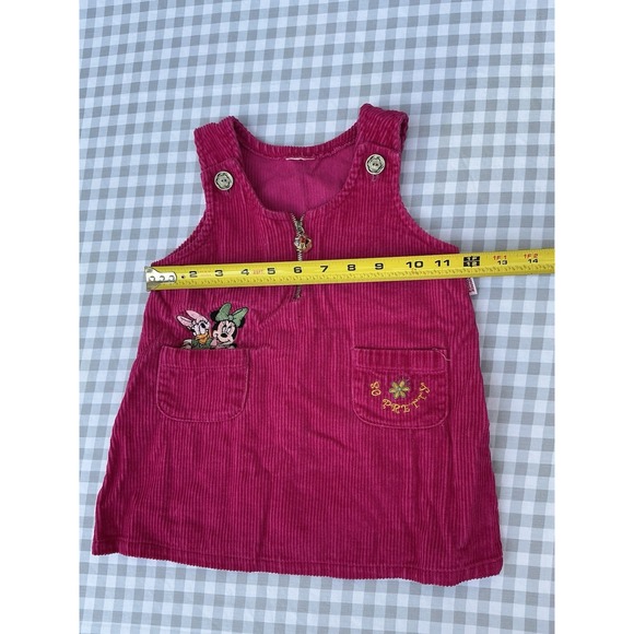 Vintage Disney Minnie And Daisy Duck Embroidered Overall Dress Corduroy 3T? Rare - Picture 4 of 6